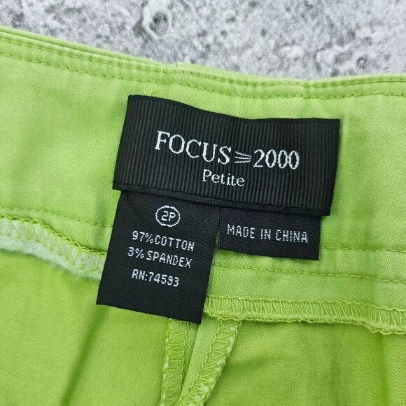 Focus2000 Petie Women Capri Pant Green Cotton Pant Size 2P - Picture 7 of 11